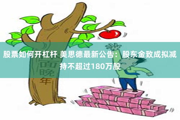 股票如何开杠杆 美思德最新公告：股东金致成拟减持不超过180万股